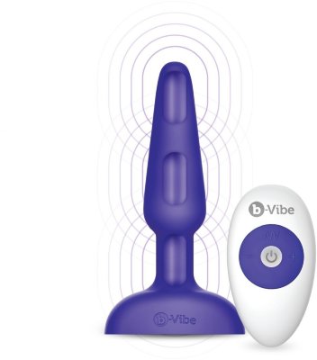 Фиолетовая анальная вибропробка с 3 источниками вибрации TRIO REMOTE CONTROL PLUG  PURPLE - 13,5 см.