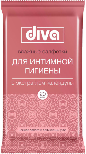 DIVA intimate № 20 влажные салфетки  для интимной гигиены c экстрактом календулы