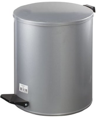 Ведро-контейнер для мусора с педалью УСИЛЕННОЕ, 15 л, кольцо под мешок, серое, оцинкованная сталь