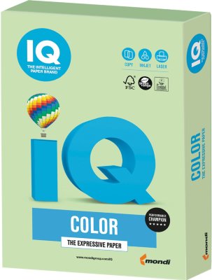 Бумага IQ color, А4, 160 г/м2, 250 л., пастель, зеленая, MG28