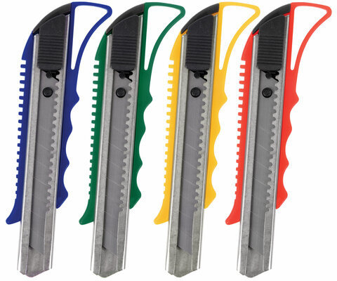 Нож канцелярский 18 мм STAFF "PRO", усиленный, металлические направляющие, автофиксатор, 237083