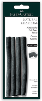 Уголь натуральный для рисования FABER-CASTELL, НАБОР 4 шт., "Pitt", толщина 9-15 мм