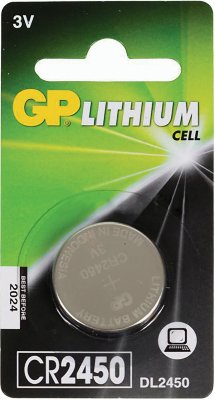 Батарейка GP Lithium, CR2450, литиевая, 1 шт, в блистере, CR2450-2C1