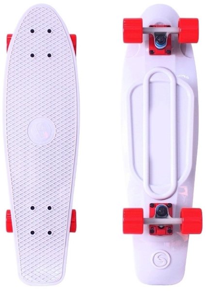 402-W Скейтборд Y-SCOO Big Fishskateboard 27&" винил 68,6х19 с сумкой WHITE/red 