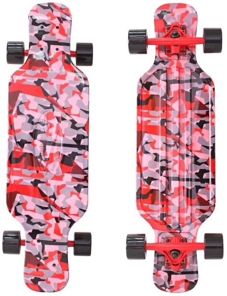 408-Ch Скейтборд Y-SCOO Longboard Shark TIR 31&" пластик 79х22 с сумкой CHAOS RED/black