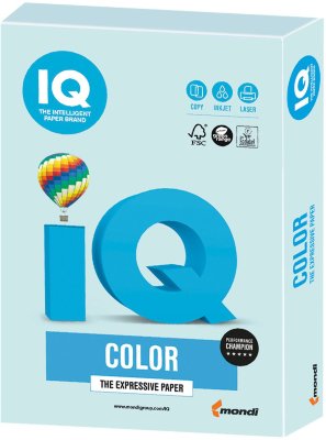 Бумага IQ color, А4, 160 г/м2, 250 л., пастель, светло-голубая, BL29