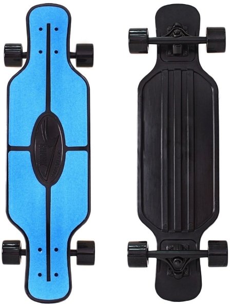 408-B Скейтборд Y-SCOO Longboard Shark TIR 31&" пластик 79х22 с сумкой BLUE/black