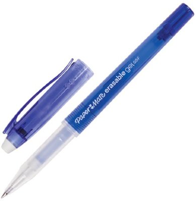 Ручка стираемая гелевая PAPER MATE "Erasable Gel", СИНЯЯ, корпус синий, узел 0,7 мм, линия письма 0,5 мм