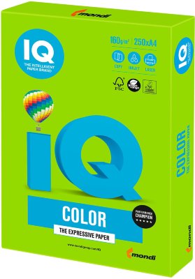 Бумага IQ color, А4, 160 г/м2, 250 л., интенсив зеленая, MA42