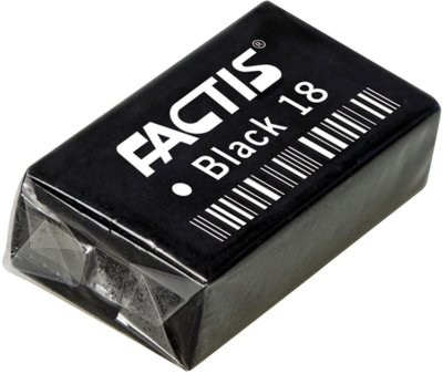Резинка стирательная FACTIS Black 18, прямоугольная, 41х24х13 мм, супермягкая, ПВХ