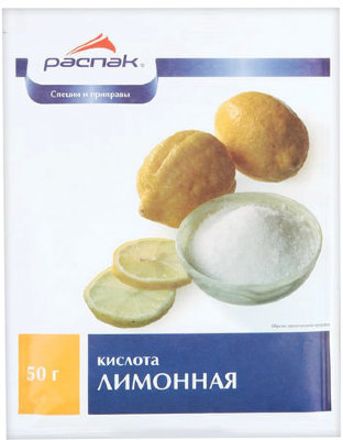 Лимонная кислота РАСПАК, 50 г, мягкий пакет, 40002