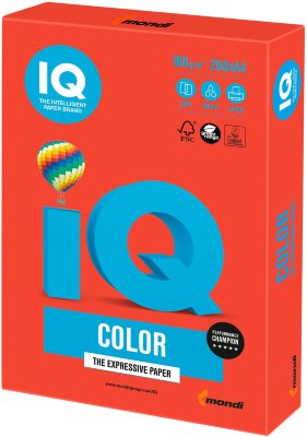 Бумага IQ color, А4, 160 г/м2, 250 л., интенсив кораллово-красная, CO44