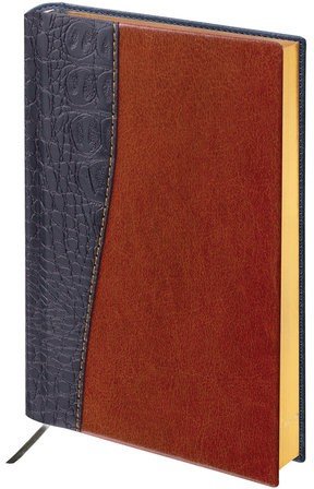Ежедневник недатированный А5 (138х213 мм) BRAUBERG "Cayman", комбинированная кожа, 160 л. крем. блок, золотой срез, черный/т-корич, 123399