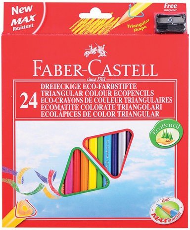 Карандаши цветные FABER-CASTELL, 24 цвета, трехгранные, с точилкой, упаковка с подвесом