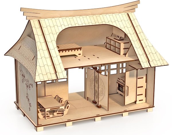 Конструктор-кукольный домик ХэппиДом "Сакура" с мебелью