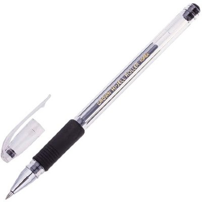 Ручка гелевая с грипом CROWN "Hi-Jell Grip", ЧЕРНАЯ, узел 0,5 мм, линия письма 0,35 мм