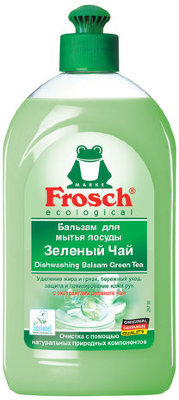 Средство для мытья посуды 500 мл FROSCH "Зеленый чай" (), бальзам, защита кожи рук, ЭКО, пуш-пул, 712916