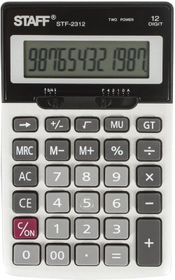 Калькулятор настольный металлический STAFF STF-2312 (175х107 мм), 12 разрядов, двойное питание
