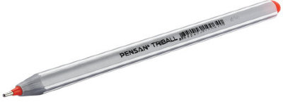 Ручка шариковая масляная PENSAN "Triball", ОРАНЖЕВАЯ, трехгранная, узел 1 мм, линия письма 0,5 мм, 1003/12