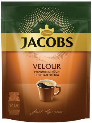 Кофе растворимый JACOBS "Velour", 140 г, мягкая упаковка, 58874