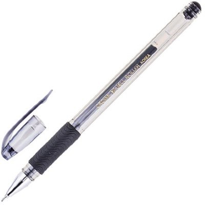 Ручка гелевая с грипом CROWN "Hi-Jell Needle Grip", ЧЕРНАЯ, узел 0,7 мм, линия письма 0,5 мм