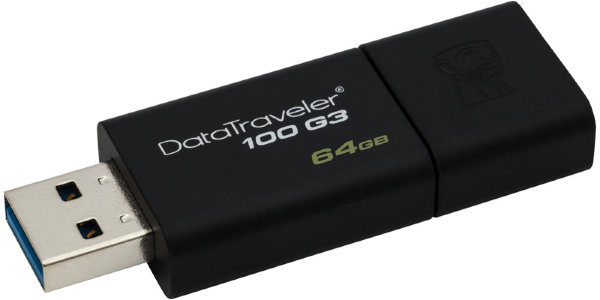 Память Kingston "DT100G3"  64GB, USB 3.0 Flash Drive, черный