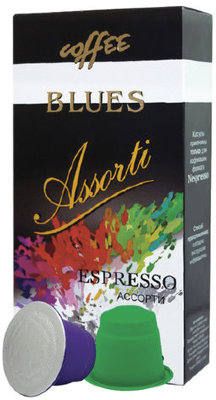 Капсулы для кофемашин NESPRESSO, "Ассорти", натуральный кофе, BLUES, 11 шт. х 5 г, 4600696301052