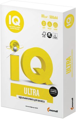 Бумага офисная А4, класс "А", IQ ULTRA, 80 г/м2, 500 л., Mondi, белизна 168% (CIE)