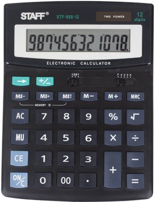 Калькулятор настольный STAFF STF-888-12 (200х150 мм), 12 разрядов, двойное питание