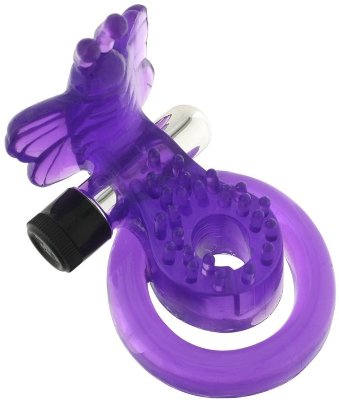 Эрекционное кольцо с вибрацией COCK BALL RING BUTTERFLY JELLY VIBE