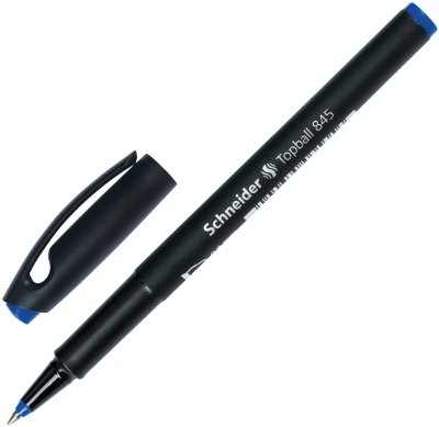 Ручка-роллер SCHNEIDER "Topball 845", СИНЯЯ, корпус черный, узел 0,5 мм, линия письма 0,3 мм