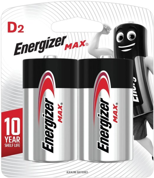 Батарейки ENERGIZER Max, D (LR20, 13А), алкалиновые, КОМПЛЕКТ 2 шт., в блистере