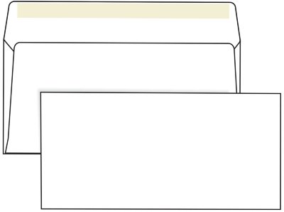 Конверты Е65 (110х220 мм), клей декстрин, белые, КОМПЛЕКТ 1000 шт.