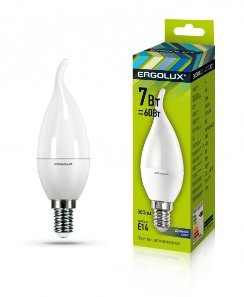 Светодиодная лампа Ergolux LED-CA35-7W-E14-6K