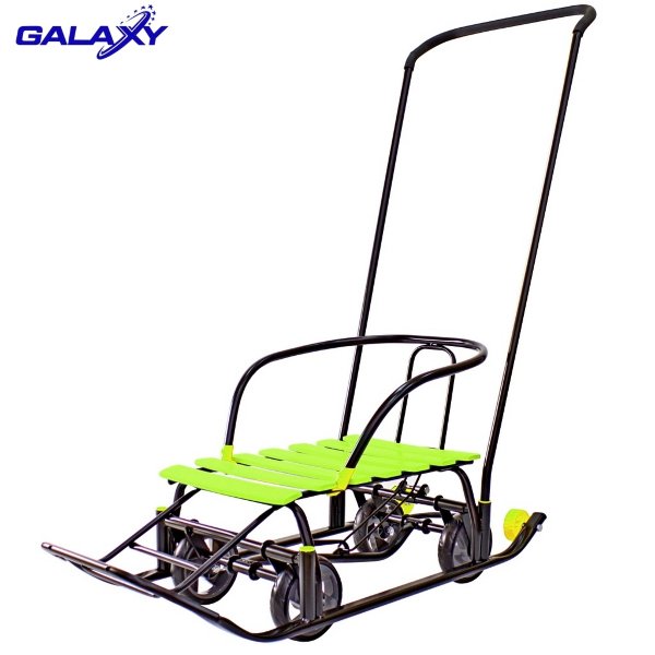 Снегомобиль Snow Galaxy Black Auto лимонные рейки на больших мягких колесах