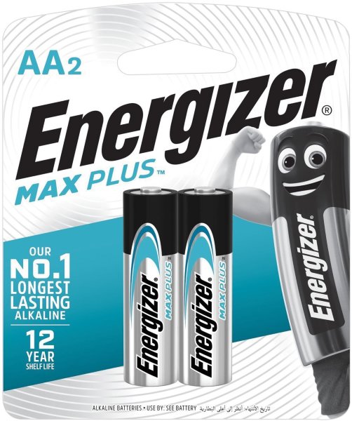 Батарейки ENERGIZER Max Plus, AA (LR06, 15А), алкалиновые, КОМПЛЕКТ 2 шт., в блистере