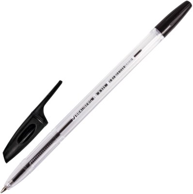 Ручка шариковая BRAUBERG "X-333", ЧЕРНАЯ, корпус прозрачный, узел 0,7 мм, линия письма 0,35 мм