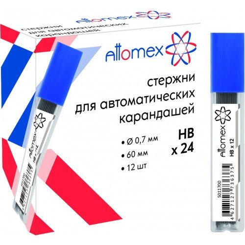 Attomex Грифели запасные ATTOMEX 0,7мм, HB, 12 гриф. в пенале 5011700