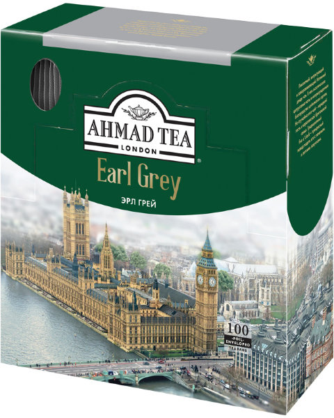 Чай Ahmad Tea "Earl Gray", черный с бергамотом, 100 фольг. пакетиков по 2г