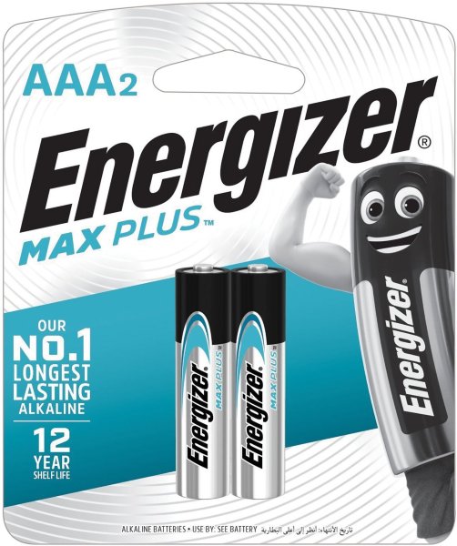 Батарейки ENERGIZER Max Plus, AAA (LR03, 24А), алкалиновые, КОМПЛЕКТ 2 шт., в блистере