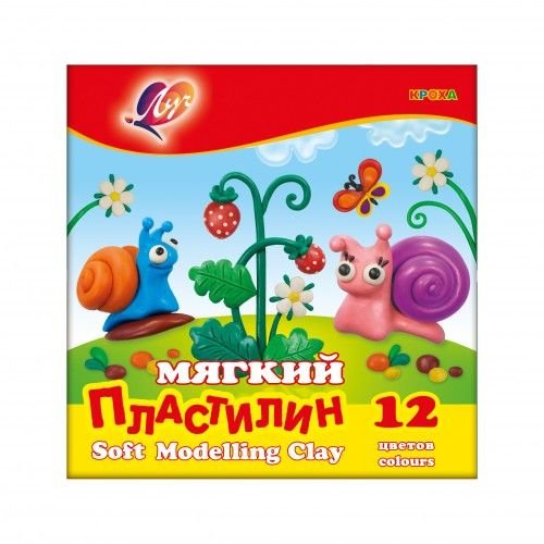 Луч ПК Пластилин 12цв 198гр. Кроха, мягкий, карт.упак., со стеком 23С 1484-08