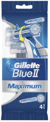 Бритвы одноразовые КОМПЛЕКТ 4 шт., GILLETTE (Жиллет) BLUE 2 Max, для мужчин