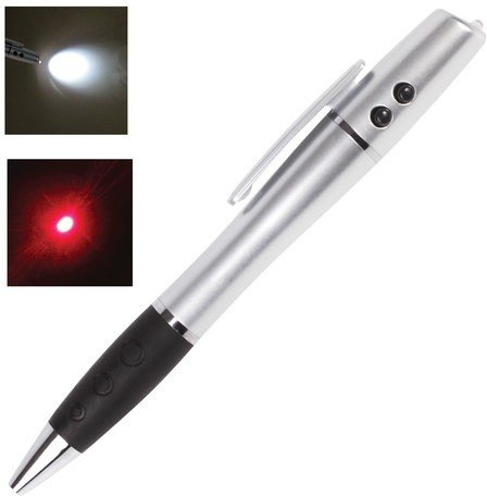 Указка лазерная, радиус 200 м, LED-фонарь, шариковая ручка, линия 0,5 мм