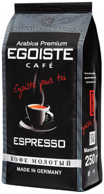 Кофе молотый EGOISTE "Espresso", натуральный, 250 г, 100% арабика, вакуумная упаковка, 10228