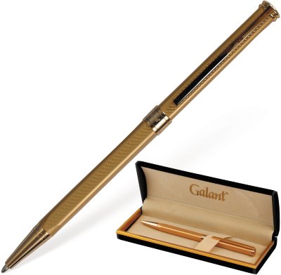 Ручка подарочная шариковая GALANT "Stiletto Gold", тонкий корпус, золотистый, золотистые детали, пишущий узел 0,7 мм, синяя