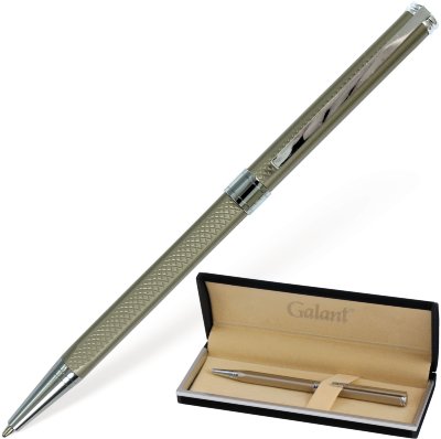 Ручка подарочная шариковая GALANT "Stiletto Chrome", тонкий корпус, серебристый, хромированные детали, пишущий узел 0,7 мм, синяя