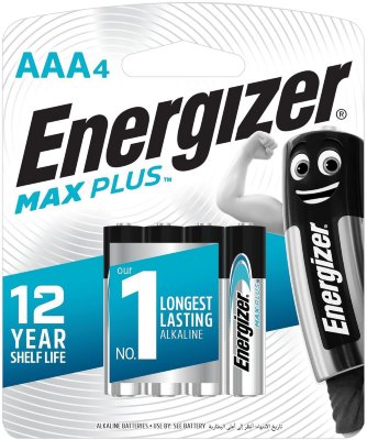 Батарейки ENERGIZER Max Plus, AAA (LR03, 24А), алкалиновые, КОМПЛЕКТ 4 шт., в блистере