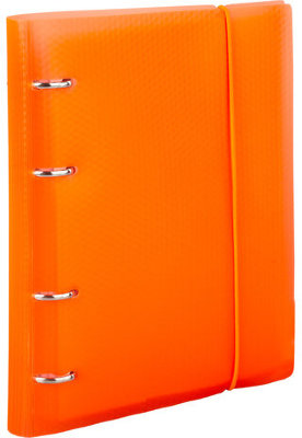 Тетрадь на кольцах А5 (175х220 мм), 120 л., пластиковая обложка, клетка, с фиксирующей резинкой, BRAUBERG, оранжевая, 403571