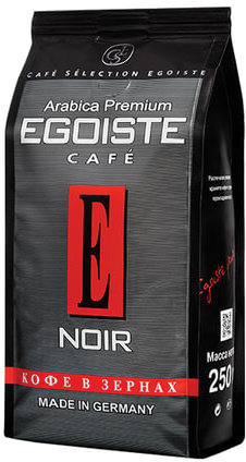 Кофе в зернах EGOISTE "Noir", натуральный, 250 г, 100% арабика, вакуумная упаковка, 7348