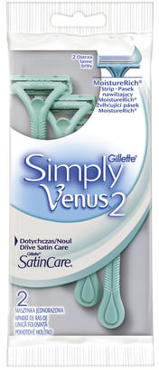 Бритвы одноразовые КОМПЛЕКТ 2 шт., GILLETTE VENUS (Жиллет Винес) SIMPLY 2, для женщин